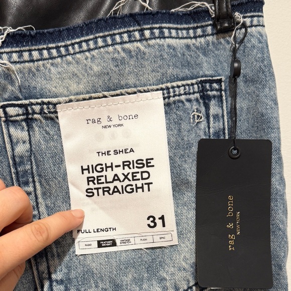 New rag & bone The Shea High Rise Relaxed Straight Jeans 31 Lefferts Leather Tri - Picture 4 of 15